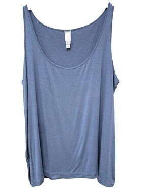 Marla Wynne Layers Tank Top Plus Size 3X Blue Sleeveless Stretch Scoop Neck